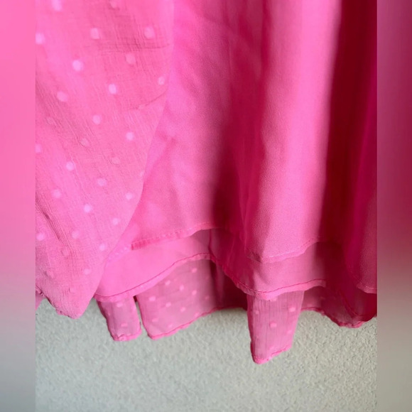 NWT Cece Clip Dot Ruffle Long Sleeve Shift Dress in Pink Begonia - Picture 11 of 12